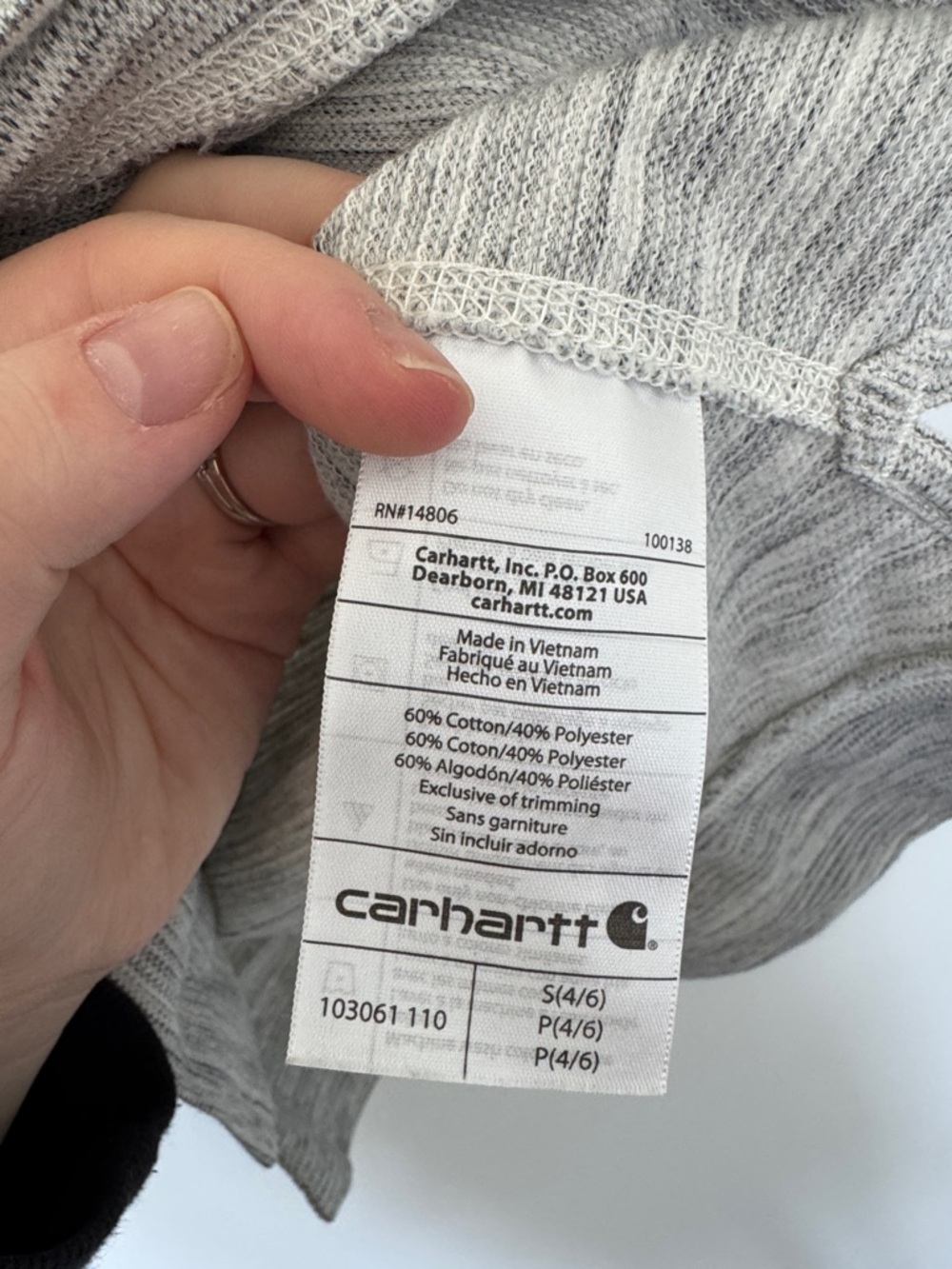 Carhartt Women's Slightly Fitted Light Gray Hooded Henley Pullover - Size S - Picture 5 of 6